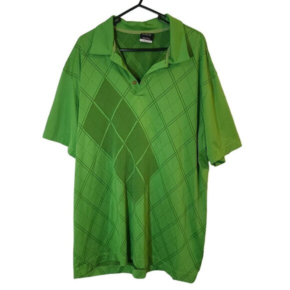 NIke‎ Green Plaid Golf Polo Shirt Check Print Size XXL - Picture 1 of 9